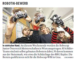 Kleine Zeitung: Robotik-Bewerb am BRG Kepler