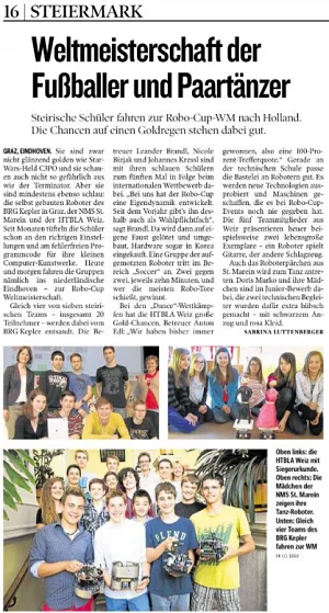 Kleine Zeitung: Weltmeisterschaft der Fußballer und Paartänzer