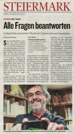 Kleine Zeitung: Prof. Gerhard Rath – Steirer des Tages
