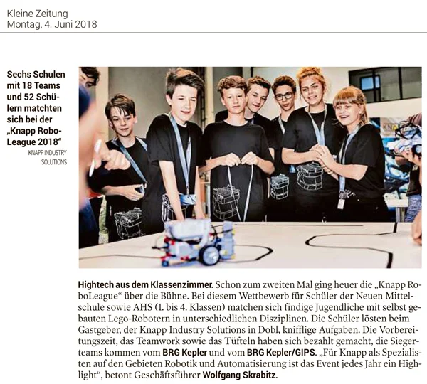 Kleine Zeitung: Knapp RoboLeague